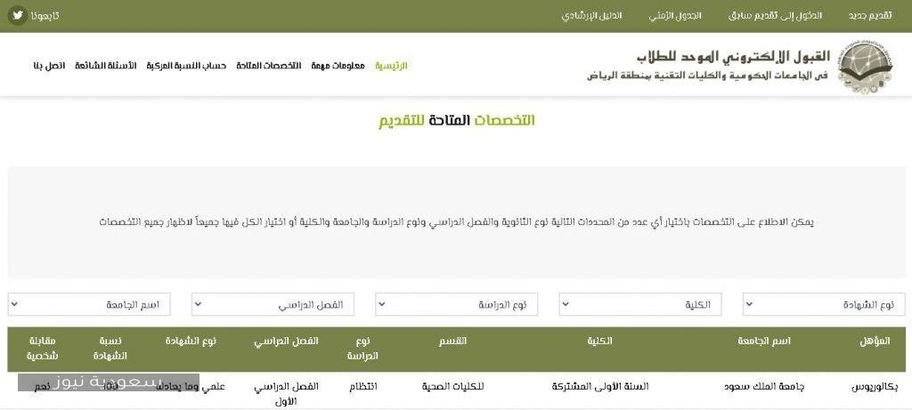 تسجيل جامعات الرياض