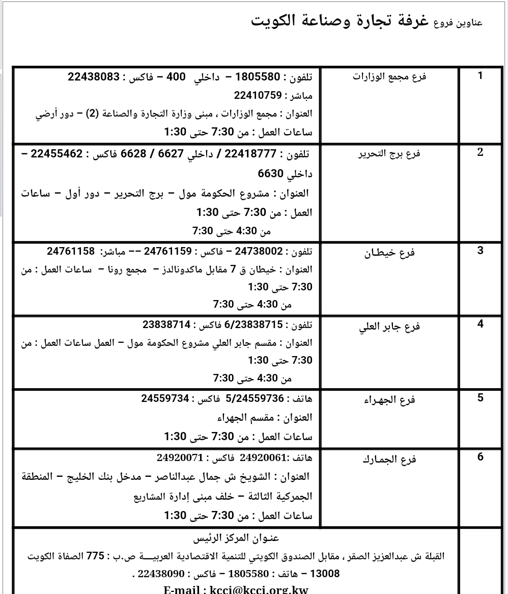 تجديد شهادة غرفة التجارة والصناعة الكويت